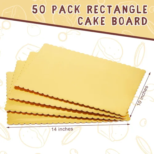 Vista 2 de Crtiin 50 tablas rectangulares para tartas de 14 x 10 pulgadas, base de postre de un cuarto de hoja, base rectangular para tartas para pizza, Dorado