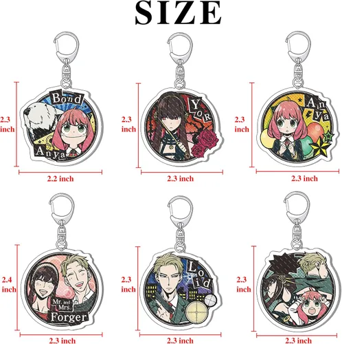 Vista 2 de Punchi - Llavero espía (6 piezas) para llaves, cartera, llavero de anime, fiesta de cosplay, suministros para niños, juego de regalos lindos