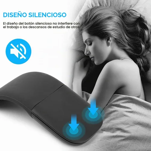 Vista 4 de Ratón plegable inalámbrico Ratones táctiles plegables (2.4G inalámbrico con receptor USB), negro