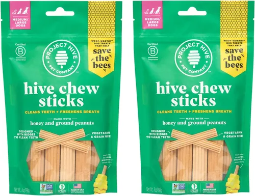 Vista 10 de Palitos dentales para masticar para perros, paquete de 2, 7 onzas cada uno, pequeños (S/M) - Golosinas dentales texturizadas, juguetes aptos
