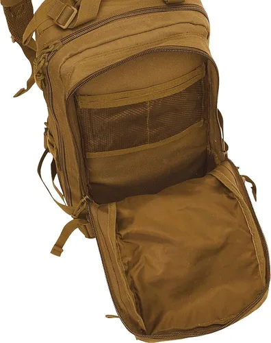 Vista 4 de Coyote Brown MOLLE Mochila de transporte militar mediana con parche Army Universe, Marrón, Militar