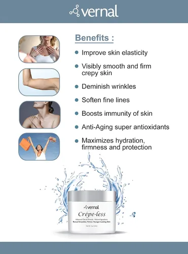 Vista 4 de Vernal Crema reafirmante para la piel crepé sin crepé para reducir los brazos, el cuello y las manos crepé. Crema tensora orgánica para reducir