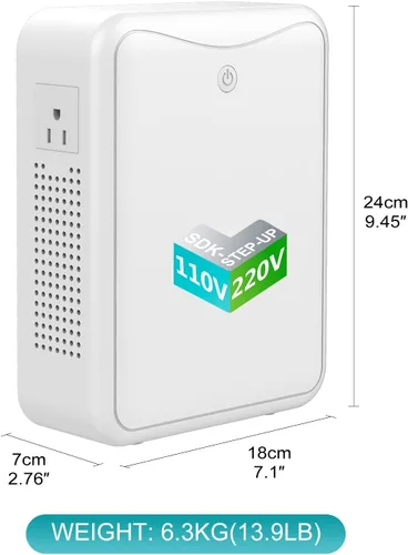 Vista 3 de Transformador de reducción de voltaje 220 V a 110 V convertidor de voltaje 2000 W, sin ruido, adecuado para exprimidores, máquinas de chocolate