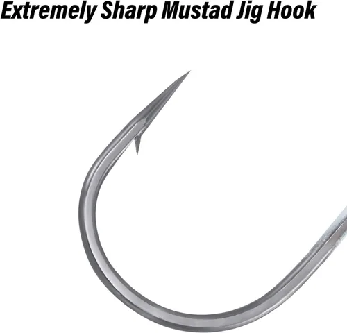 Vista 7 de Dr.Fish Paquete de 10 jigs Underspin Jigs Heads 3D Eye Freshwater Swimbait Jig Freshwater Bass Walleye Fishing Mustad Hooks Sauce Blade 1/8oz