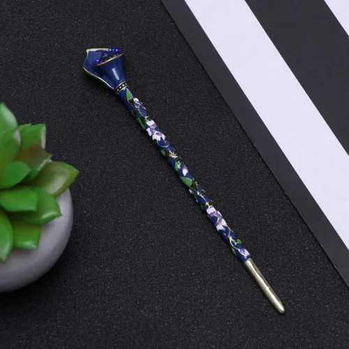 Vista 6 de Happyyami Pinzas para el pelo de boda Retro Cloisonne Metal aleación pelo palillo decorativo fiesta disfraz accesorios para el cabello damas mujeres