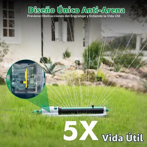 Vista 3 de RESTMO - Rociador oscilante resistente con base de metal estable 18 Durable Nozzles, Adjustable Flow & Width & Coverage, Lawn Sprinkler & Garden