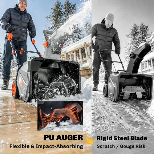 Vista 6 de Outsunny Soplador de nieve inalámbrico de 40V 18" con taladro de PU, motor