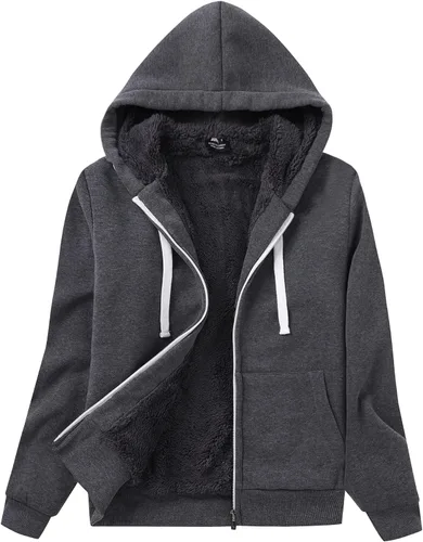Vista 16 de SWISSWELL - Sudaderas con capucha para mujer, suéter de invierno con forro de vellón, con cremallera completa, forro de sherpa grueso Negro