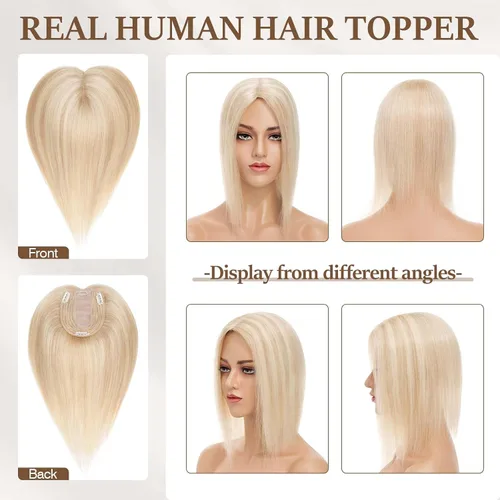 Vista 84 de Rich Choices Pelucas con topper de cabello para mujeres, cabello humano real 100% Remy, sin flequillo, para mujeres con adelgazamiento en la parte