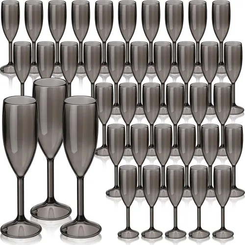 Vista 13 de Domensi 60 Flautas de Champán a Granel de 6 oz, Copas de Vino Acrílicas de Navidad, Cálices para Brindar Irrompibles de Plástico con Tallo Alto
