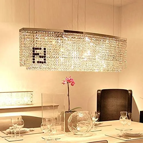Vista 2 de Demeanor Candelabros LED para comedor 100 % K9, luz de cristal, color negro, F, rectangular, candelabro, curva, hotel, villa, luminosidad moderna