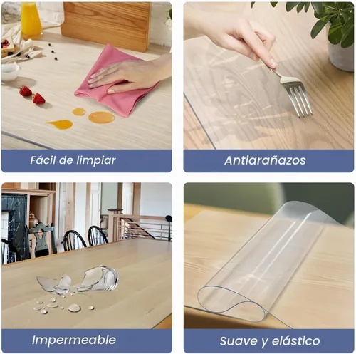 Vista 4 de Vicwe - Protector de mesa de plástico esmerilado, 20 x 60 pulgadas, transparente para múltiples mesas - comedor, mesita de noche, escritorio