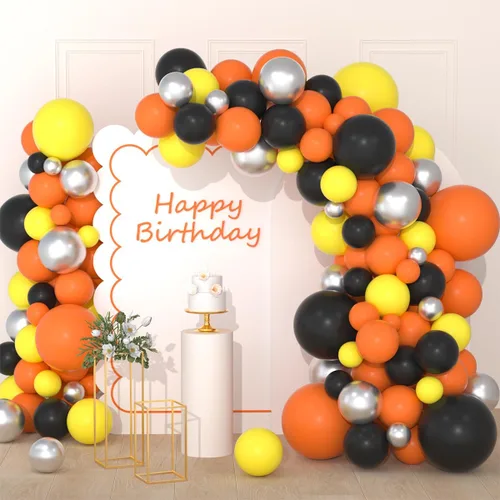 Vista 18 de Kit de arco de guirnalda de globos azules y amarillos – 122 globos azul real, rosa, globos azules y amarillos, guirnalda de globos para cumpleaños