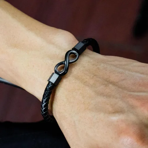 Vista 5 de Pulsera de cuero con texto en inglés "To My Man", regalo para marido de parte de WifeI Love You Forever and Always Pulseras para novio, aniversario
