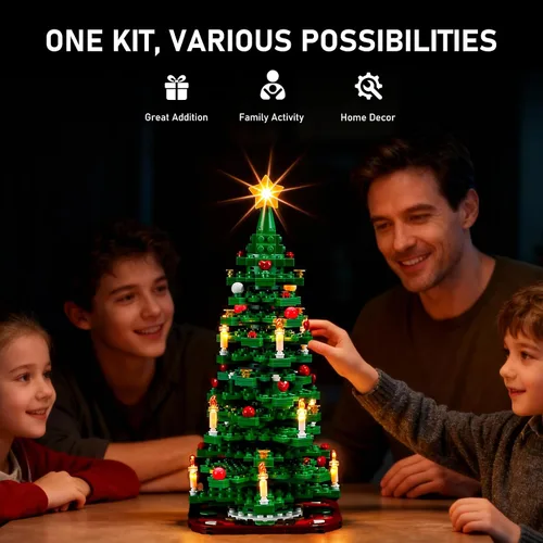 Vista 3 de BRIKSMAX Kit de iluminación LED para árbol de Navidad LEGO-40573, compatible con el modelo de bloques de construcción de Lego, no incluye el juego