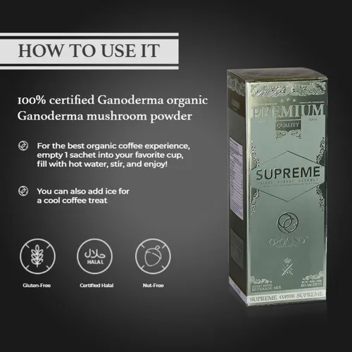 Vista 5 de 2 Cajas ORGANO Café Supreme, 100% Ganoderma Lucidum con Ginseng (40 Sobres)