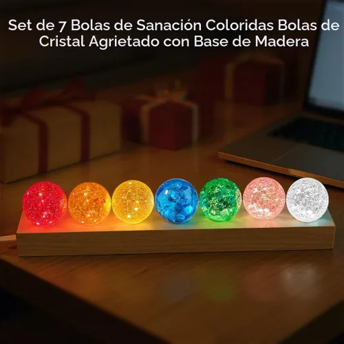 Vista 5 de L LOHAS LED 7 colores 1.575 in hielo agrietado bolas cristal chakra bolas Bola agrietada-3000K