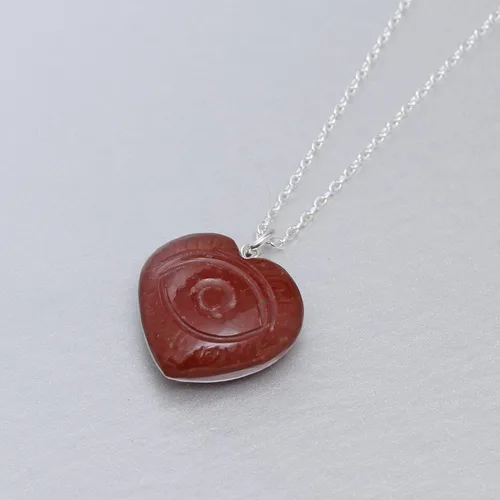 Vista 4 de Collar en forma de corazón, collar de mal de ojo, collar con colgante de corazón, ligero, uso diario, cadena ajustable de plata 925 de 16 + 2