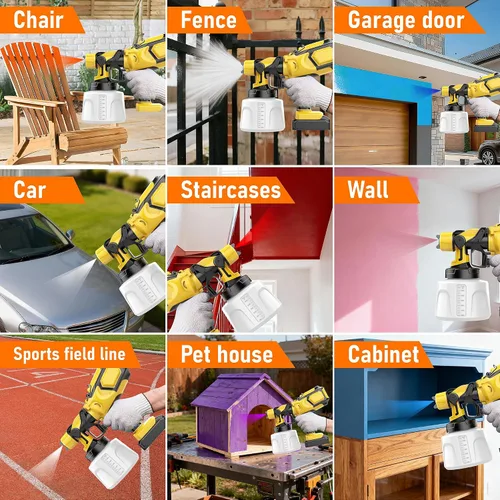 Vista 6 de Pulverizador de pintura inalámbrico compatible con batería Dewalt de 20 V MAX (sin batería), pistola de pintura eléctrica con 4 boquillas y 3
