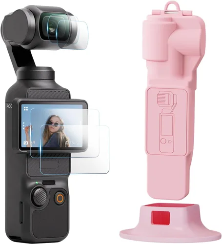Vista 10 de Funda protectora para DJI Osmo Pocket 3 Creator Combo, Cubierta de cardán portátil con tapa de lente de cámara y protector de pantalla de vidrio