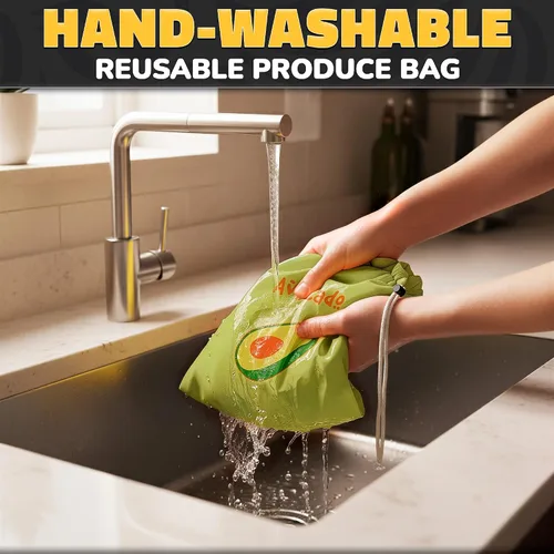 Vista 9 de Avocado Storage Bag, 13.8 x 10.6 in, Reusable Produce Bags for Fridge Avocado Green