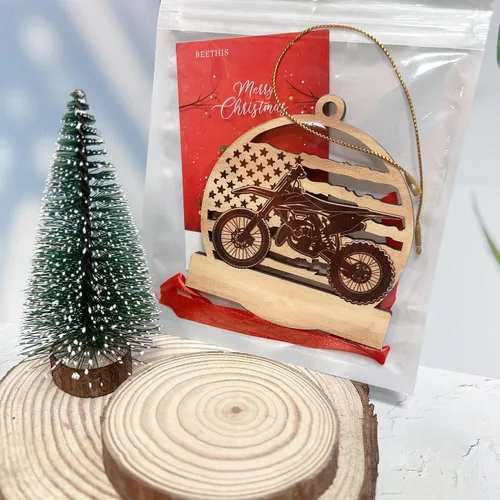 Vista 6 de Adorno de moto de motocross, adornos de motocicleta para hombre y niño, adorno de Navidad de bicicletas, regalo para amantes de las carreras, hijo