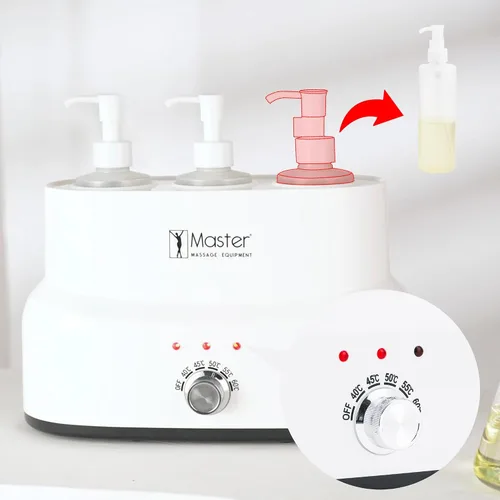 Vista 7 de Master Massage Aceite de masaje de tres botellas, loción, calentador de crema con botellas vacías, dispositivo de calefacción de crema de masaje