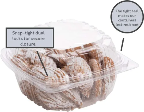 Vista 2 de Recipientes de postre (paquete de 25 – 6 x 6 x 3) contenedores de plástico desechables para alimentos, contenedor de alimentos transparente