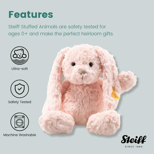 Vista 3 de Steiff Conejo rosa con orejas largas y flexibles, más amigo de juguete de peluche, 12 pulgadas
