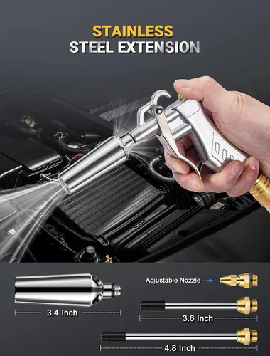 Vista 11 de Pistola de aire de alto volumen con potente boquilla Venturi y 2 extensiones de acero