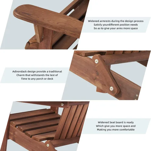 Vista 5 de Folding Adirondack Chairs Set of 2, Solid Cedar Wood Patio Lounge Chair, Wooden Outdoor Adirondack Chairs for Backyard, Deck, Lawn, Poolside