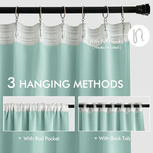 Vista 3 de MIULEE Cortinas opacas con pestaña trasera de 63 pulgadas de largo, juego de 2 paneles para sala de estar, dormitorio, privacidad, bolsillo