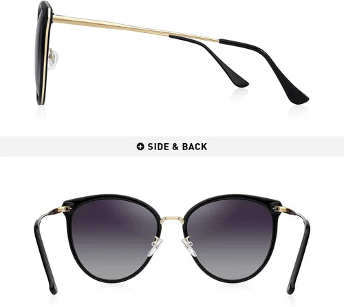 Vista 4 de OLIEYE Gafas de sol polarizadas vintage ojo de gato para mujer clásico de gran tamaño Cateye gafas de sol