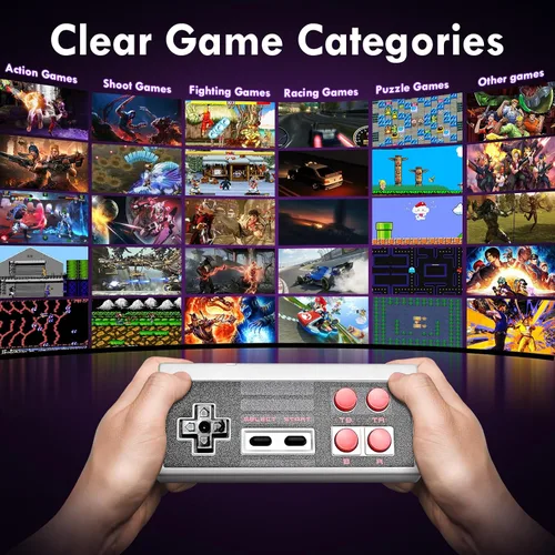 Vista 4 de 2025 Retro Gaming Console with NES Classic Games 621,HDMI Plug & Play Mini System with 2 Wired Controllers, Vintage Entertainment Gift for