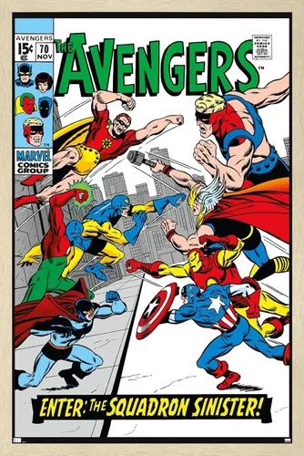 Vista 7 de Trends International Marvel Comics Avengers #70 - Póster de pared, 22.4 pulgadas de largo x 14.7 pulgadas, versión enmarcada en madera de granero