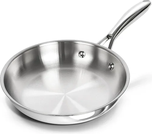 Vista 12 de MICHELANGELO Juego de sartenes de acero inoxidable, 8" 9.5" 11" sartén de inducción, sartenes de cocina de base triple con mango ergonómico