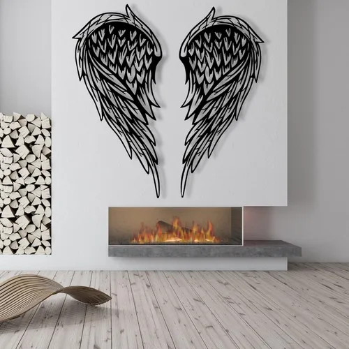 Vista 5 de Arte de pared de metal, alas de ángel de metal, decoración de pared de alas de ángel, arte de pared de alas de ángel de metal, aniversario - regalos