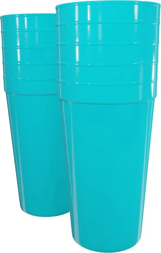Vista 17 de PartyPrints Paquete de 100 vasos de plástico en blanco reutilizables de 10 a 12 onzas, vasos de estadio a granel, sin BPA, aptos para lavavajillas