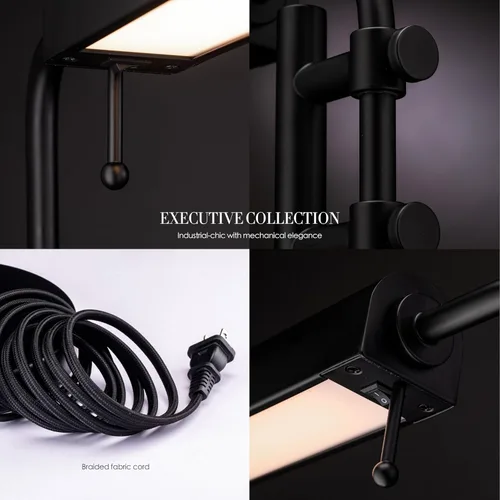 Vista 2 de O'Bright Aurora - Lámpara LED de escritorio de farmacia, brazo oscilante, diseño industrial para leer, manualidades, trabajo, LED de 10 W, altura