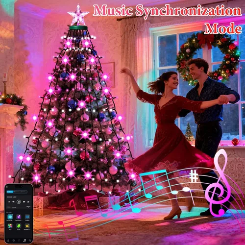 Vista 6 de Luces inteligentes para el día de San Valentín con estrella superior, control de aplicación, sincronización de música, cambio de color, luces