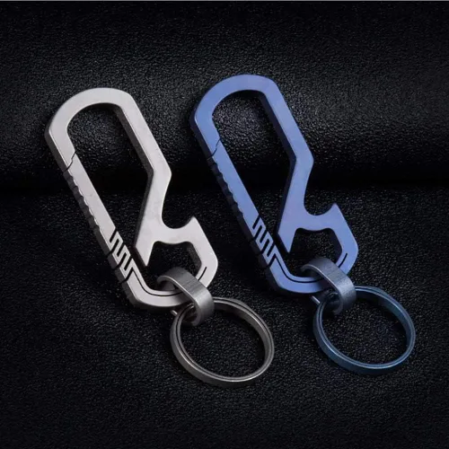 Vista 6 de Ccanku Titanium Keychain Rings Anti-Lost Quick Release Heavy Duty Key Chain Hook EDC Tools