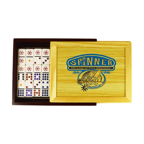 Vista 5 de Front Porch Classics, Juego de dominó Spinner en estuche de madera coleccionable de Front Porch Classics para 2 a 8 jugadores a partir de 8 años