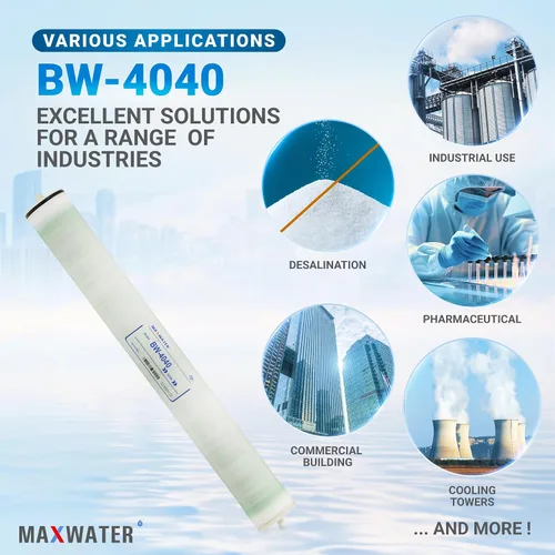 Vista 5 de Max Water Membrana RO de agua salobre de 4 x 40 pulgadas BW-4040 / TW30-4040 2400 GPD perfecta para lavado de autos, toda la casa y aplicaciones
