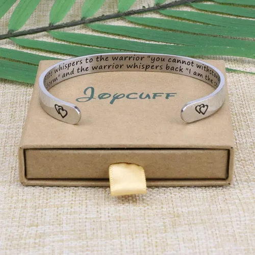 Vista 4 de JoycuFF - Pulseras de acero inoxidable para mujer con frase inspiradoramantra (en inglés) oculta, un regalo para mostrarle tu apoyo a tus amigos