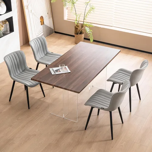 Vista 23 de YOUNUOKE - Juego de 2 sillas de comedor modernas de mediados de siglo azul total