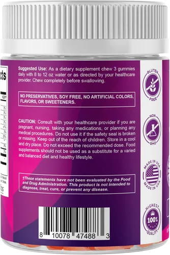 Vista 9 de Vitamatic Gomitas de fibra prebiótica para adultos, 7G de fuerza extra, sin azúcar añadida, 240 gomitas a base de pectina, apoyo para la salud