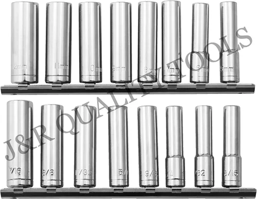 Vista 2 de VCT Juego de dados de mano de 1/4" Dr Drive SAE estándar y MM métrico profundo profundo (6 puntos)