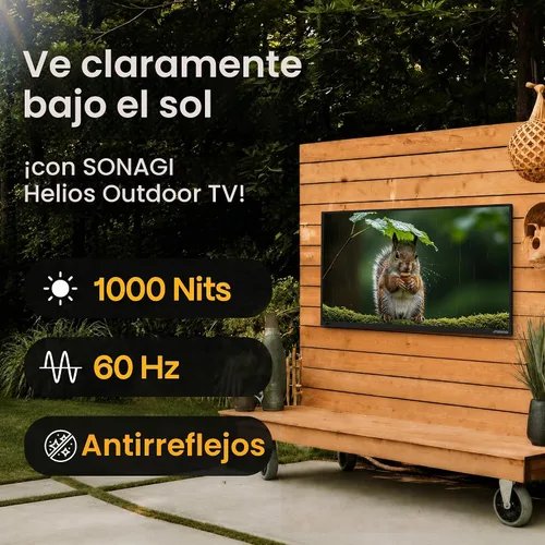 Vista 2 de SONAGI Helios - Televisor de 55 pulgadas para exteriores con sol completo, 4K UHD, 1000 Nit antirreflejos