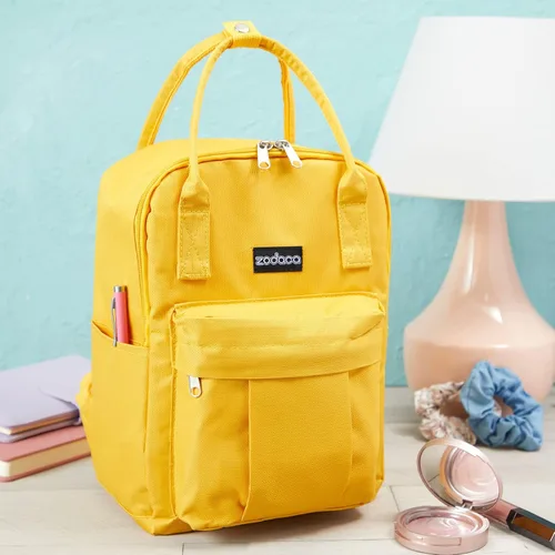 Vista 2 de Zodaca Mini mochila cuadrada para mujer pequeña bolsa amarilla de mango 9 x 12 pulgadas Naranja Viajar