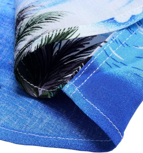Vista 6 de Alimens & Gentle Camisa hawaiana casual de manga corta 100 % algodón de ajuste regular para hombre